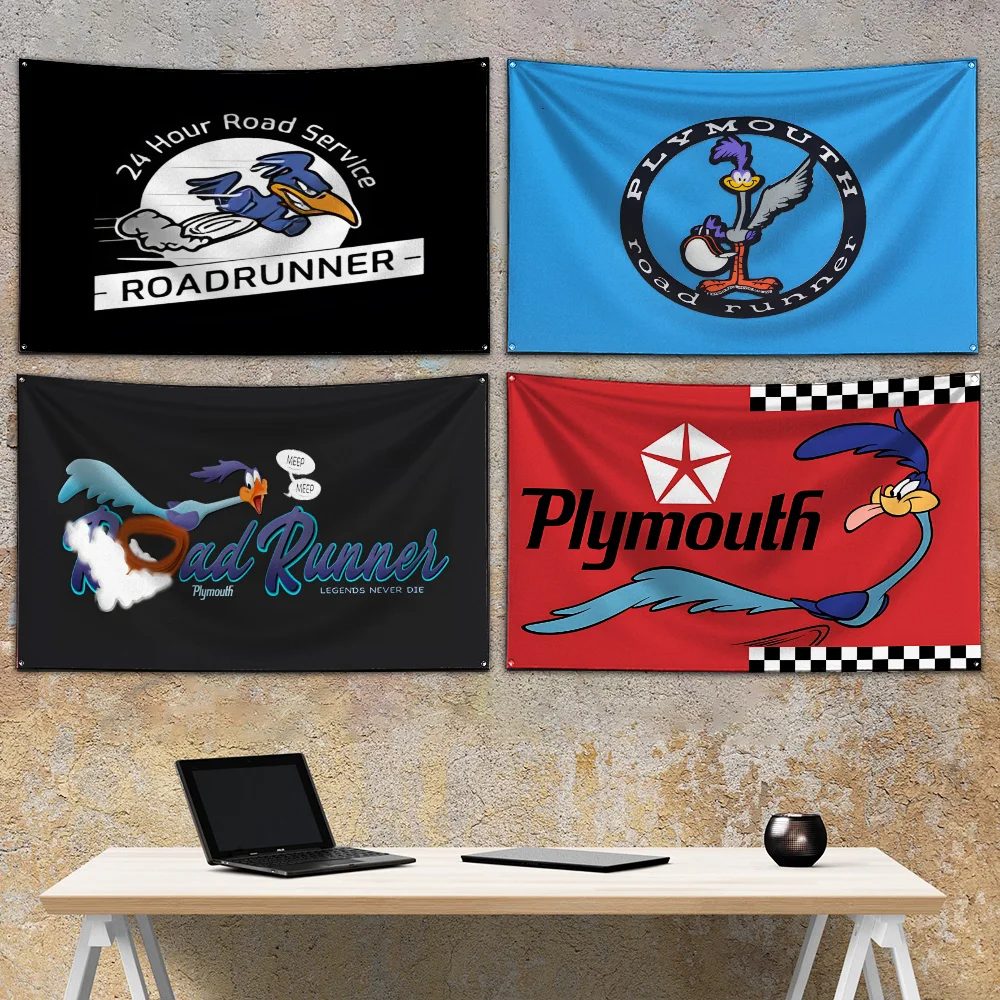 R-Road Flag Polyester Digital Printing Banner for Garage Wall Art Out Door Plymouth Runner Decoration With Brass Grommets