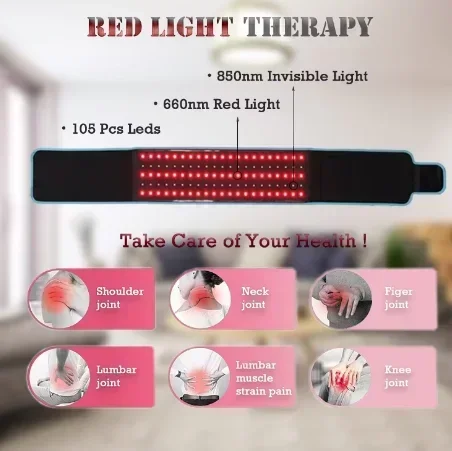 

Red Light Wrap Belt 85Pcs Red Lamp Waist Body Belt Near Infrared 850nm&660nm for Fat Weight Loss Sliming Fatigue Relief