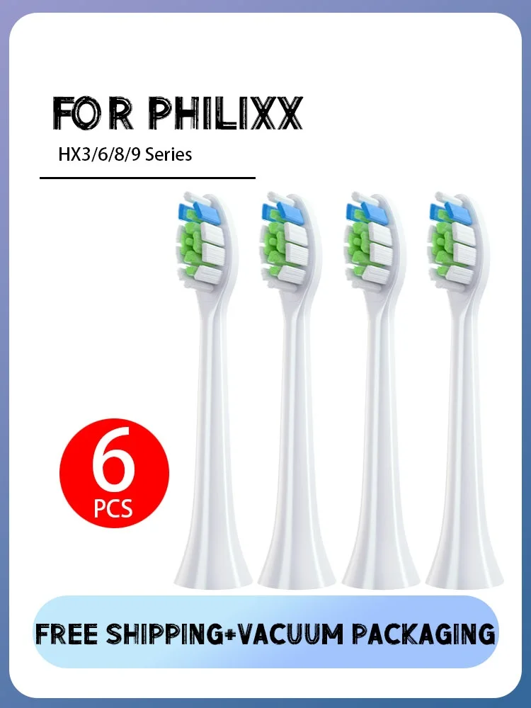 6PCS Brush Heads for H X3/6/8/9 Series Electric Toothbrush Vacuum Sealed Packaged Replacement Toothbrushes Heads