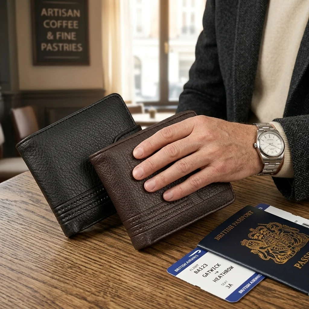 Mens Wallet Wallet for Men's Leather Original Short Bi-Fold PU Wallet with Button Closure for Daily Casual and Business Use