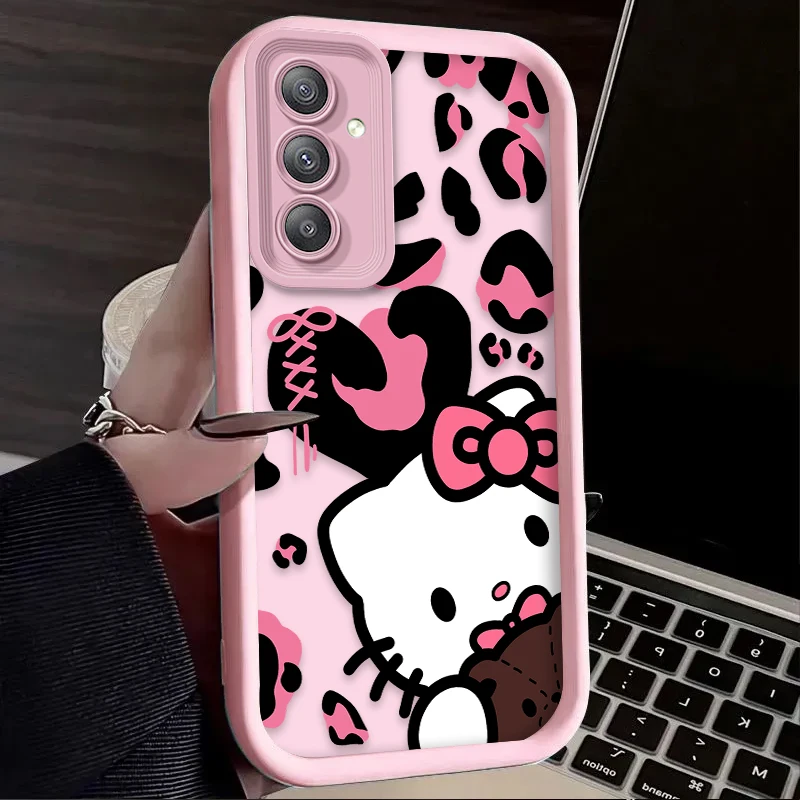 Sanrio Hello Kitty Leopard Print Case for Samsung Galaxy S24 S23 S22 S21 Ultra Plus FE A54 A34 A14 A73 A53 A33 5G Silicone Cover