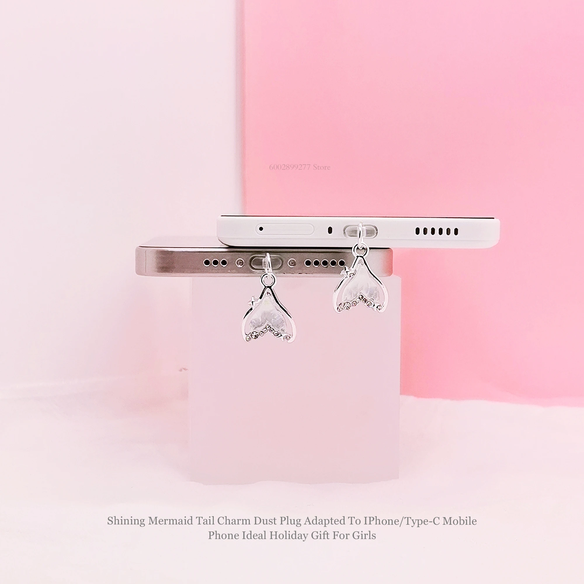 

Блестящая пылезащитная заглушка с хвостом русалки для IPhone Type C для Samsung, подвеска для мобильного телефона, пылезащитный, изысканный праздничный подарок