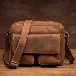 De Nieuwe Kleine Jongenstas Gekke Paardenleren Messenger Bag Lederen Retro Casual Messenger Bag Eerste Laag Lederen Schoudertas