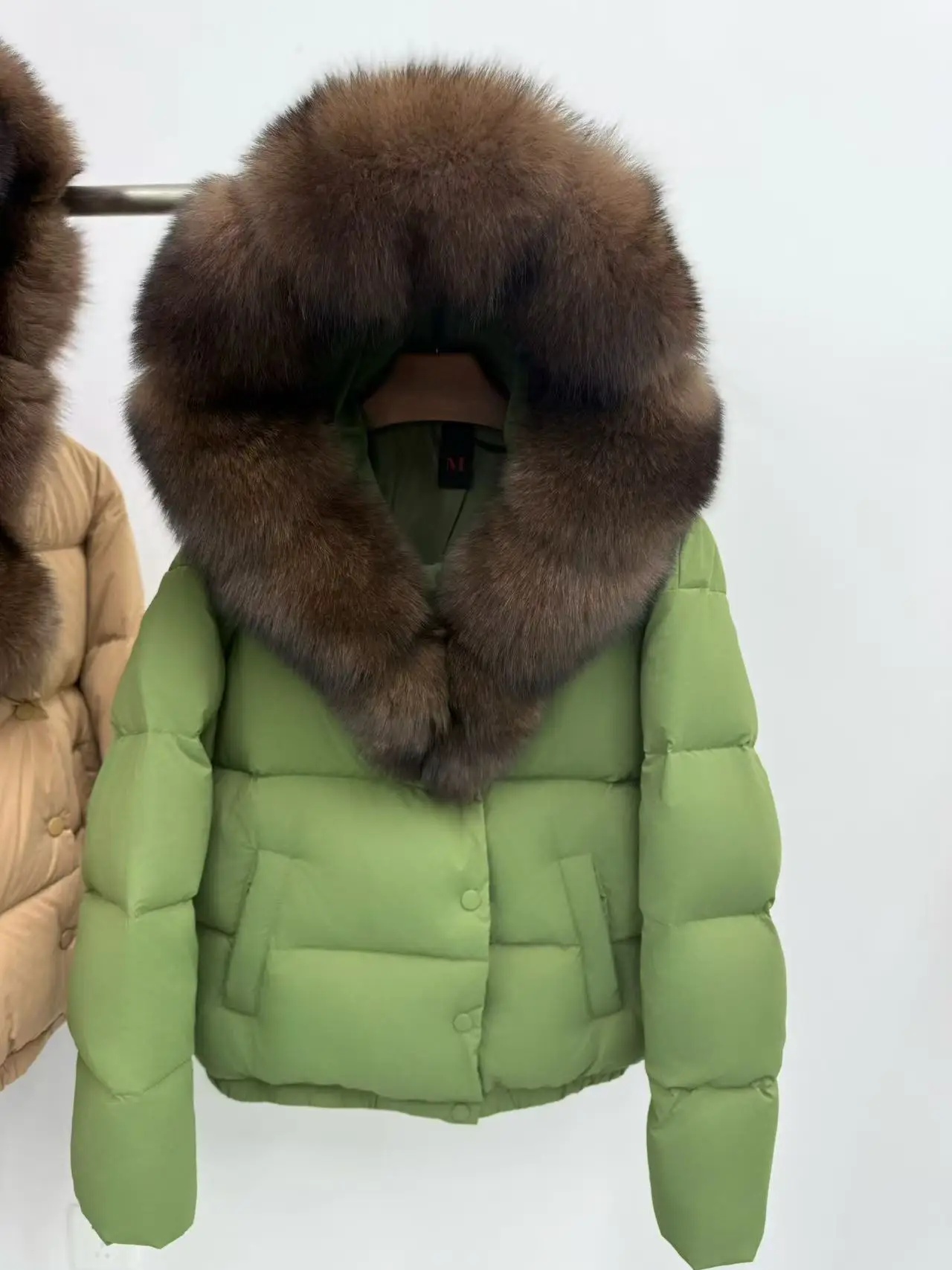 معطف دافئ بياقة من الفرو للنساء من Jaet مع غطاء رأس أوروبي Sle للتنقل، قصة مستقيمة بسيطة #5