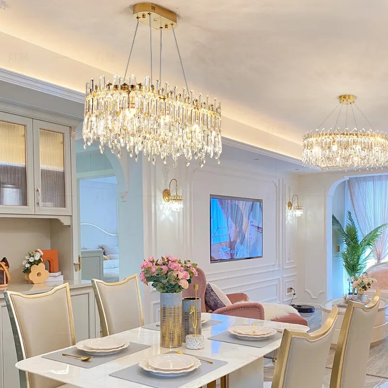 현대 럭셔리 크리스탈 펜던트 Led 조명 샹들리에 거실 주방 램프 홈 장식 장식 천장 조명기구