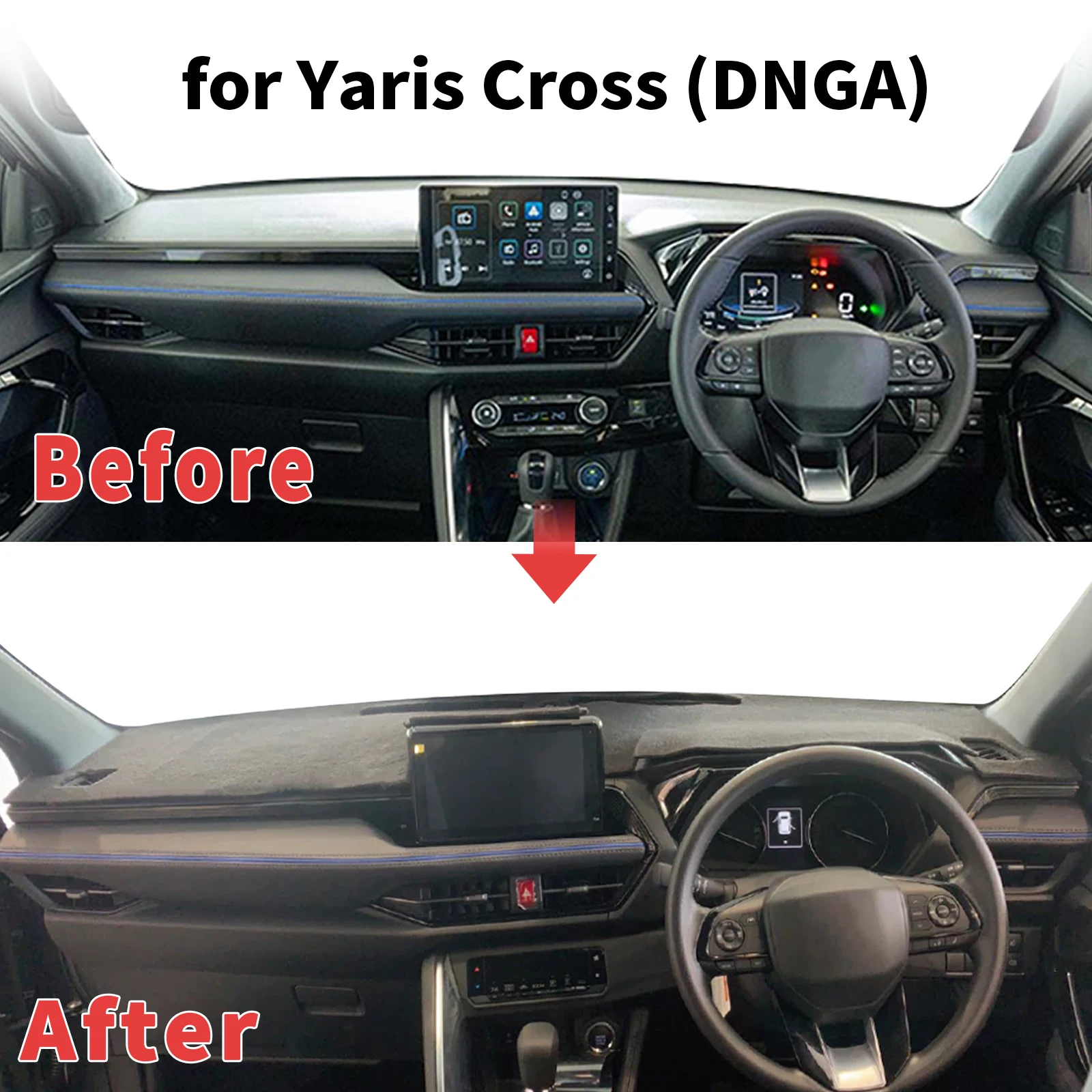 

for Yaris Cross DNGA (Not Fit for TNGA-GA-B) Dashboard Cover Sun Shade Protector Dashmat Anti-Glare UV Block Carpet Mat Dash Mat
