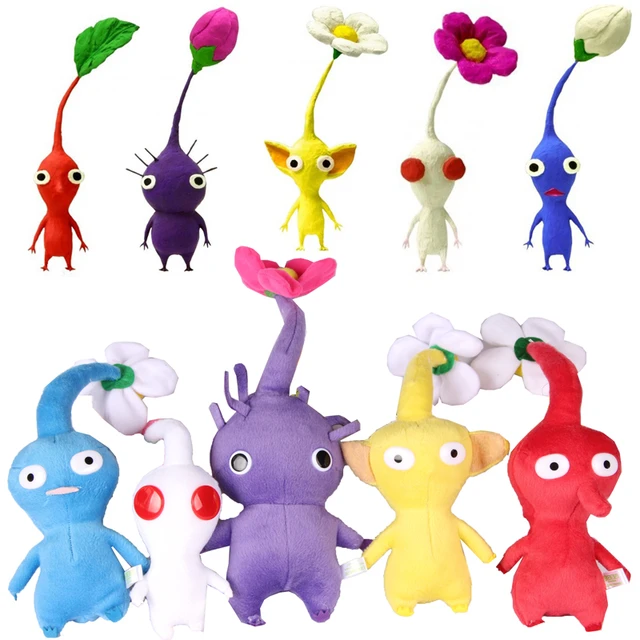 Pikmin-子供部屋用の木のおもちゃ,きらびやかな花の葉,縞模様のぬいぐるみ,子供用の赤,黄色,ファンのための,3または5個 - AliExpress