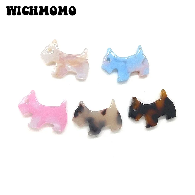 Fashion 10 Pieces 17mm High Quality Dog Shape Acetic Acid Resin Smooth Charms Pendant for DIY Earring Jewelry Accessories