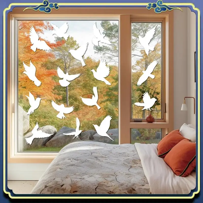 A56P-Bird Anti-Collision Window Stickers White Removable Window Stickers Crash Bird Sticker Anticollision