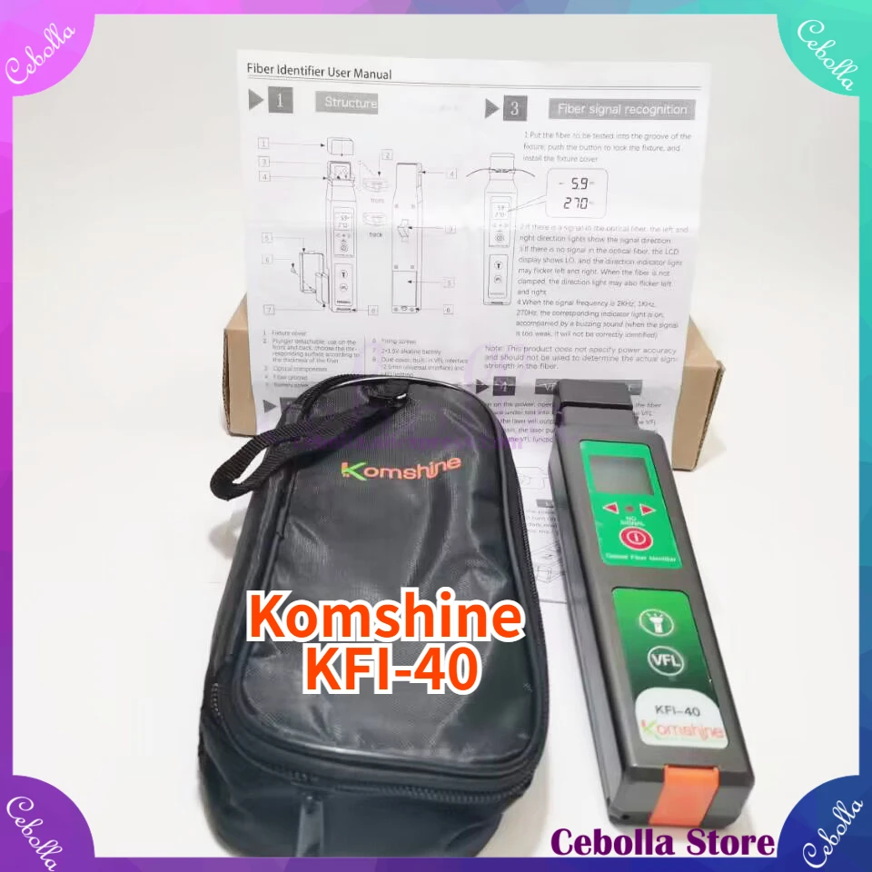 

Komshine KFI-40 Pengenal + Pencari Kesalahan VFL FTTH 800-1700nm Live Fiber Visual Penguji Laser Merah Multi Chuck KFI 40