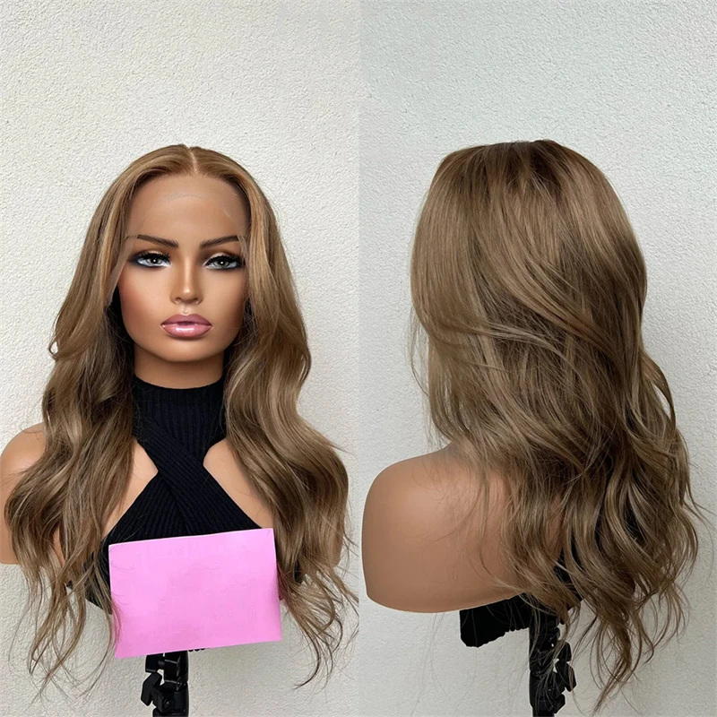 13x4 Ombre Blobde Brown Body Wave Synthetic Lace Front Wig Synthetic Hair Lace Wig For Women Ready To Wear Cosplay/Party Use