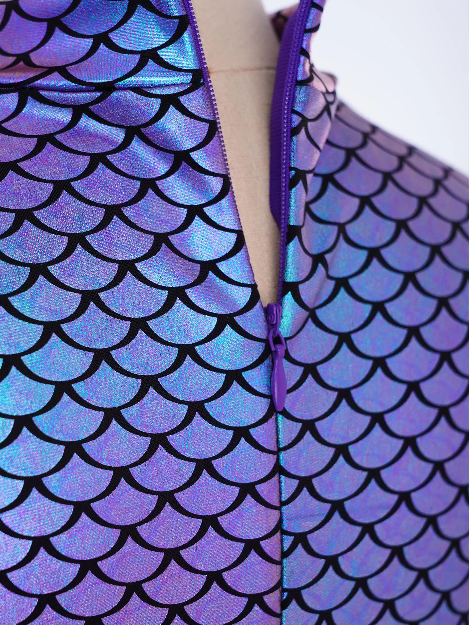 Kids Girls Metallic Fish Scales Jumpsuit Long Sleeve Zipper Shiny Bodysuit Ballet Dance Skating Gymnastics Leotard Unitards image 5