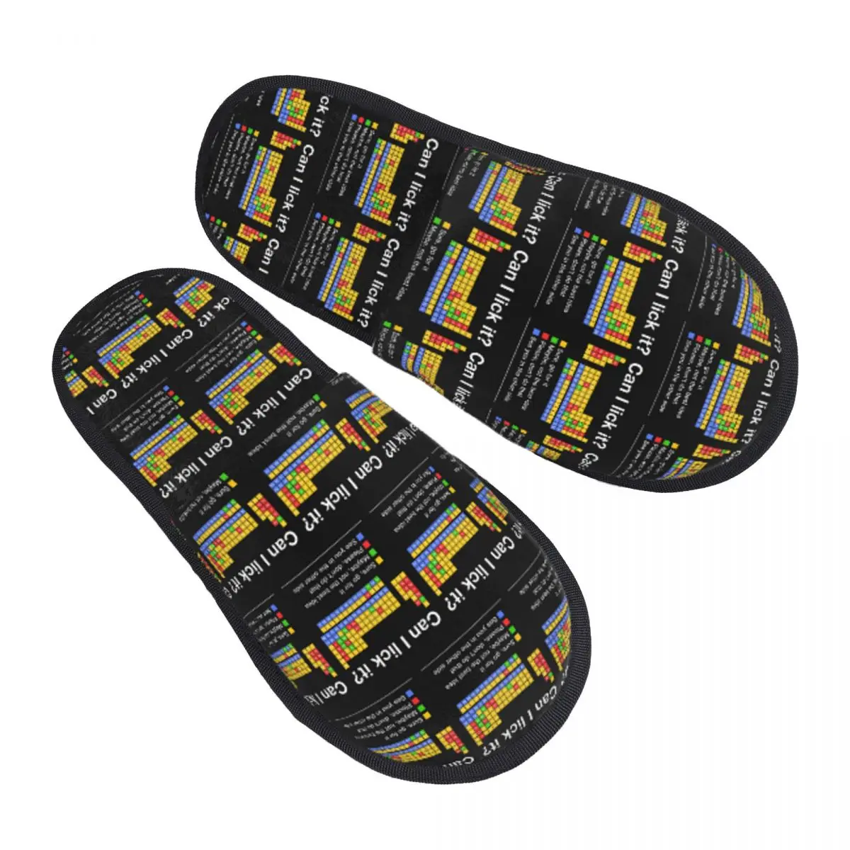 Custom Can I Lick It Periodic Table Slippers Memory Foam Warm Soft Women House Slipper Bedroom Comfy Shoes