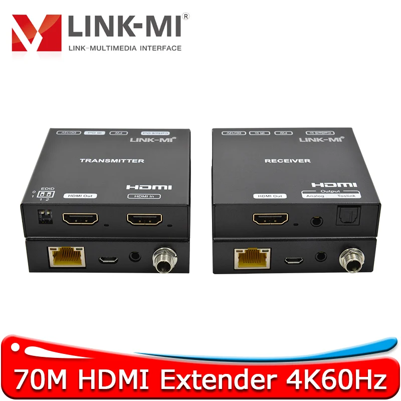 4K HDMI Extender with Loop out 70M 4K 90M 1080P HDR10, Dual POC, SPDIF Analog Audio Extraction 1080P HDMI Extender 90m LINK-MI