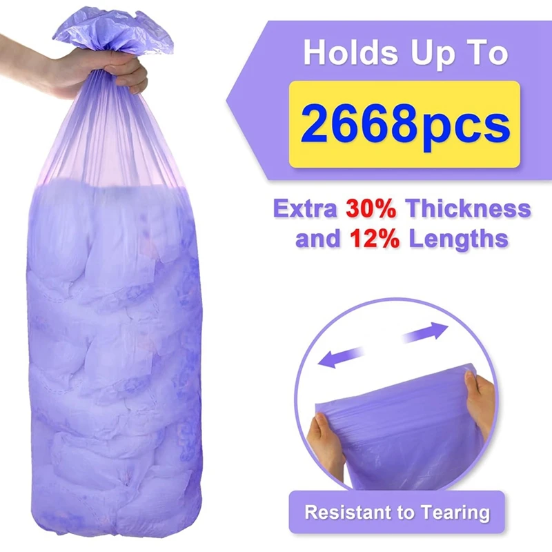 Diaper Pail Refill Bags for Plus Diaper 4 Pack Extra 12% Length,Holds Up to 2668 Diapers,30% Thicknes view 3