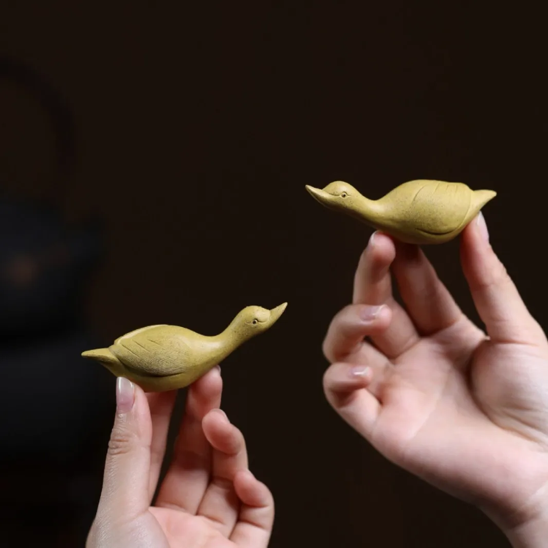 Yixing Original Mineral Purple Clay Large Wild Goose Pet Ornament, Exquisite Handmade Cute Small Toy, Decorative Tea Ceremony Ac