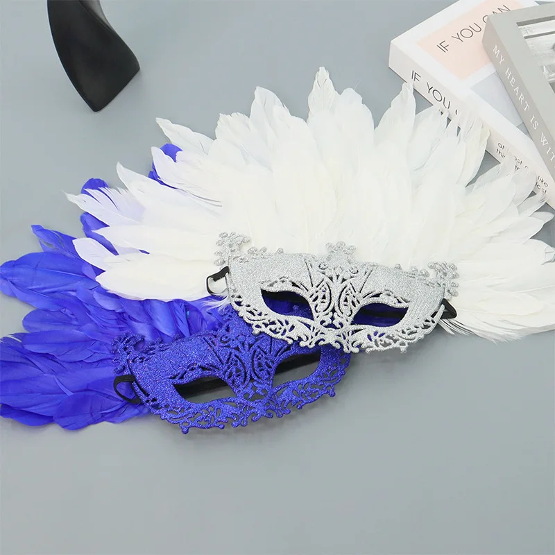 Large Feather Mask Half Face Cover Cosplay Props for Cosplay Costume Party Mardi Gras Carnival Masquerade Halloween Decoration