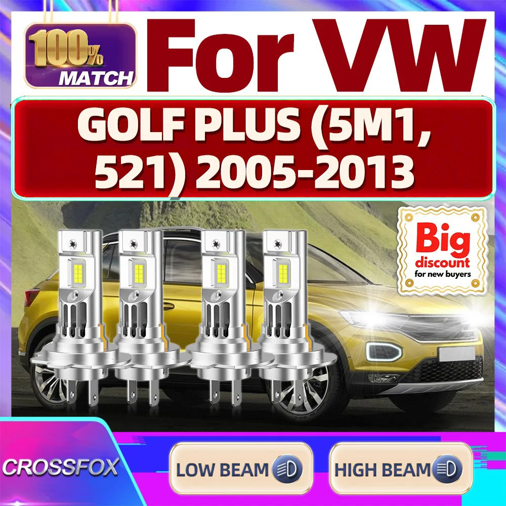 

CROSSFOX【For VW GOLF PLUS (5M1, 521) 2005-2013】Hi/Lo Beam Canbus Car LED Headlight Bulb Turbo Ultra Bright Headlamp Ampoule