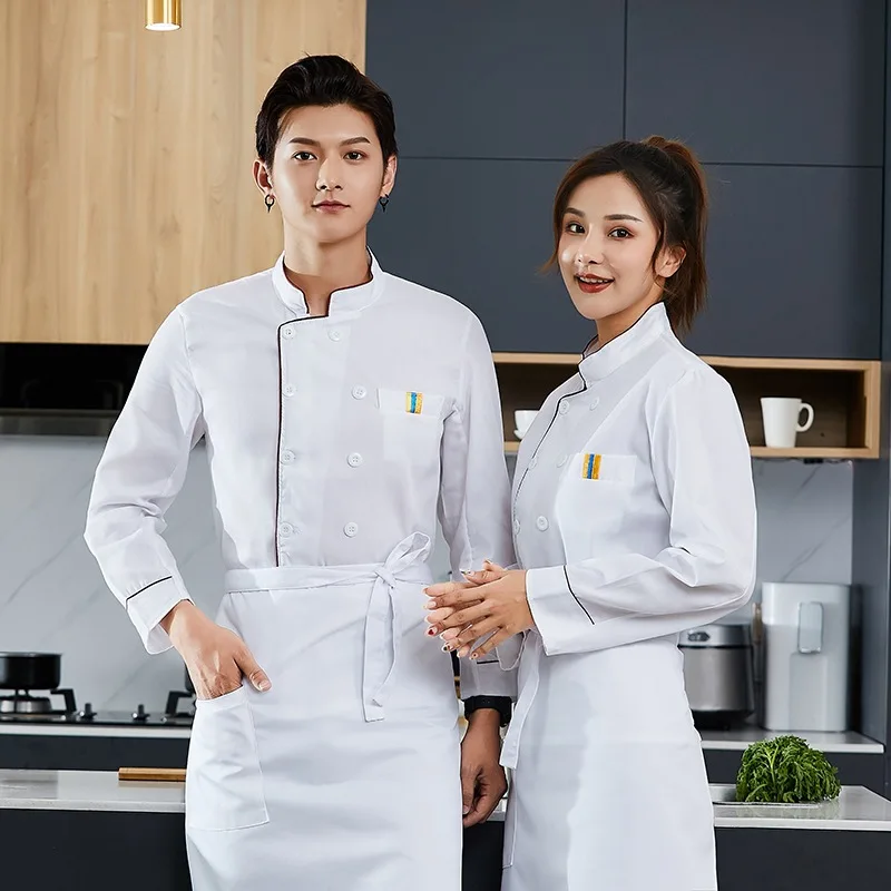 C410 Chef's Work Clothes Female Chef's Long Sleeved Summer Hotel Bakery Chef's Clothes  Sushi Chef Uniform Waiter Jacket