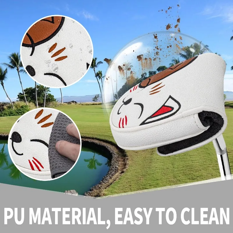 Penutup Kepala Golf Pusher - Maneki Neko (Keberuntungan) Pelindung Klub, Bahan PU, Pusher Setengah Bulat, Tahan Lama