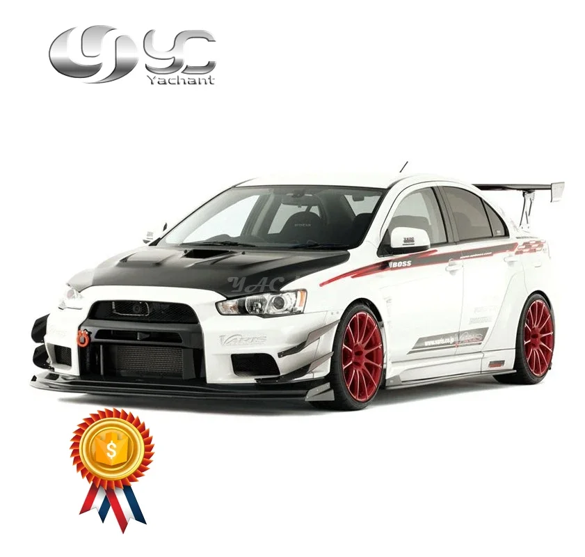 

Комплект FRP, подходит для 08-17 Lancer Evolution X VS, широкополосная версия, Стиль переднего и заднего крыла, боковые юбки с нижней платой