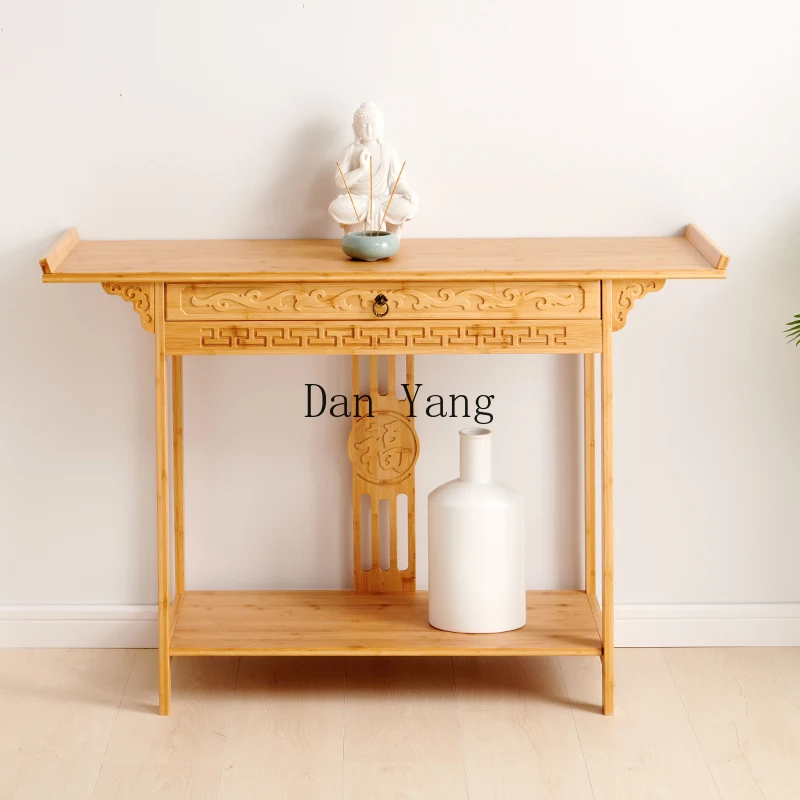 YJ Nanzhu Buddhist niche solid wood strip case offering table incense case household primary color small Buddhist table offering