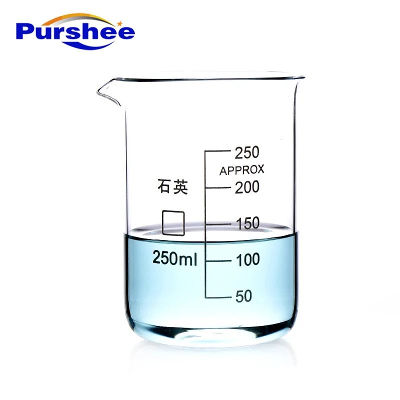 

Кварцевый стакан (250 мл) Высокая светопроницаемость УФ-пропускаемость