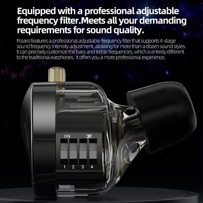 سماعة أذن CCA Polaris داخل الأذن، فلتر تردد قابل للتعديل مع مفتاح سماعات HiFi ذات تجويف مزدوج، رأس سلكي ديناميكي