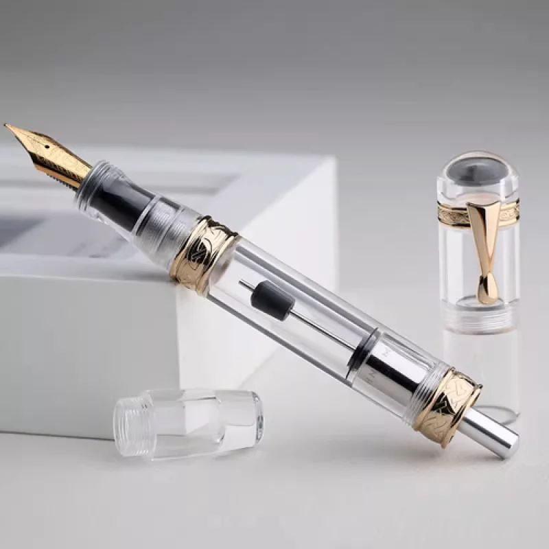 A+ Majohn C5 Vacuum Fountain Pen EF/F/M Nib, Large Capacity Transparent Acrylic Pen