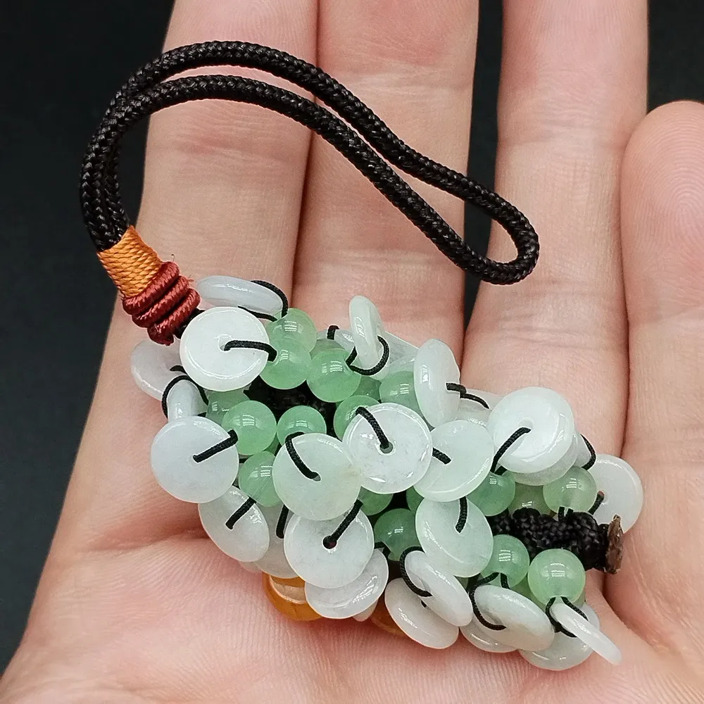 

Natural A Jadeite Safe Car Rearview Mirror Pendant Lucky Hanging Ornament Decor