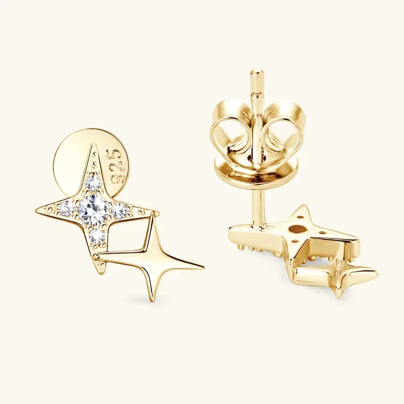 

1.1-2mm Star Moissanite Diamond Stud Earring 925 Sterling Silver Trendy Senior Sense Jewelry For Women Birthday Gifts