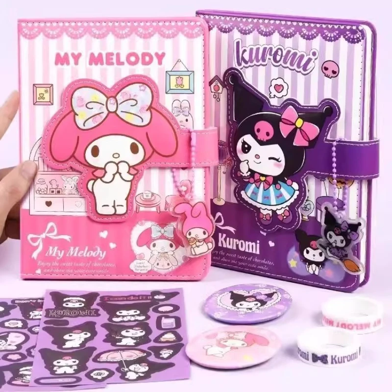 Bolígrafos de Gel Kawaii Sanrio Hello Kitty, Bloc de notas Kuromi Melody Cinnamoroll, cuaderno de dibujos animados, conjunto de papelería, suministros escolares