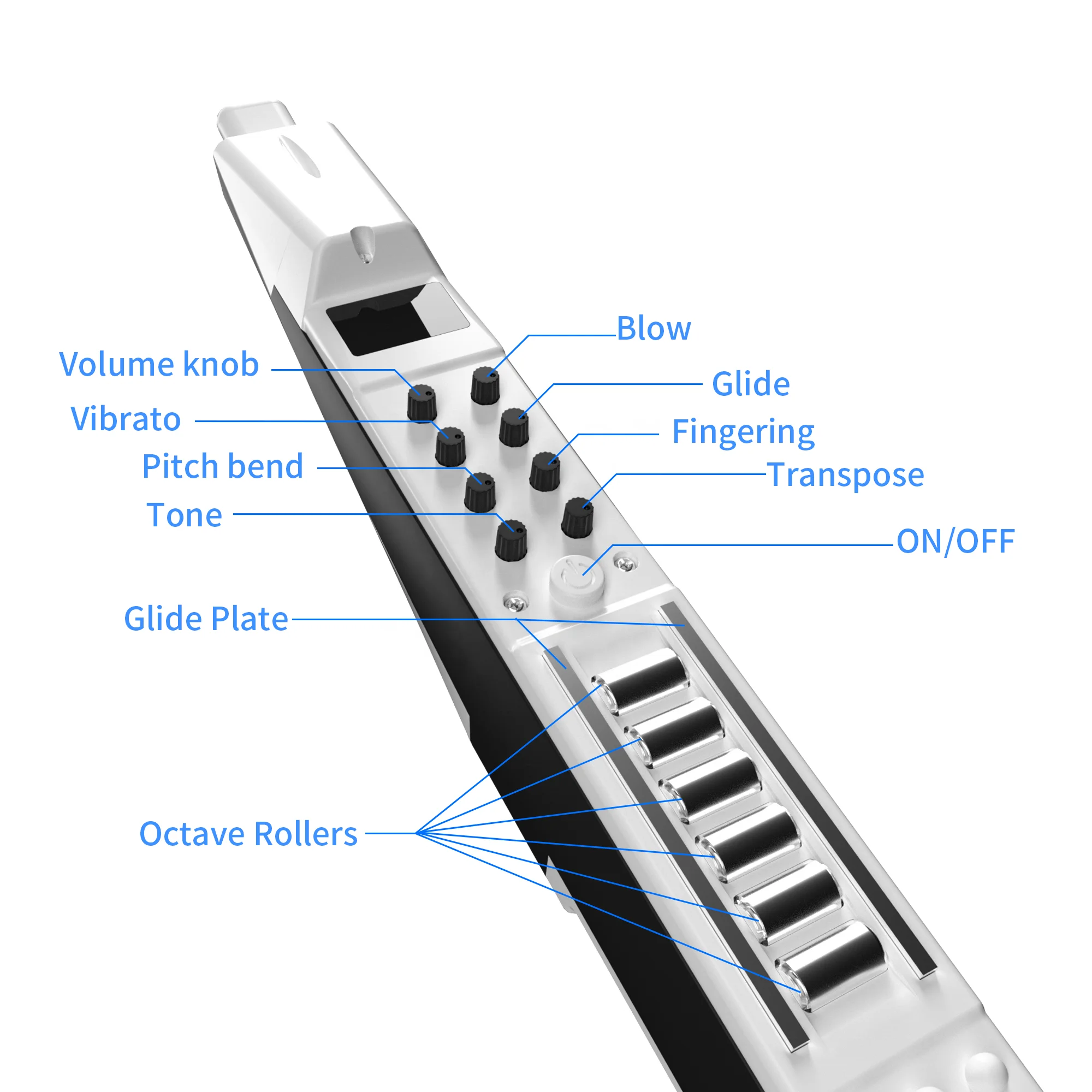 Electronic wind instruments support battery charging most popular wholesaler price digital blowpipe LCD screen display multikeys