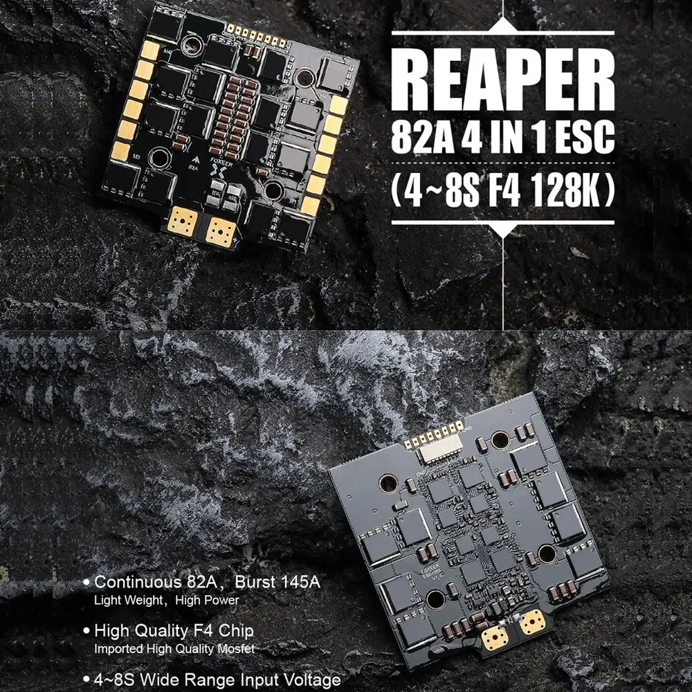 Foxeer Reaper para FPV Freestyle, Cinelifter de Classe X de Longo Alcance, Peças DIY, 4in 1, 82A, F4, 128K, BL32, 4-8S ESC, 30.5X30.5mm