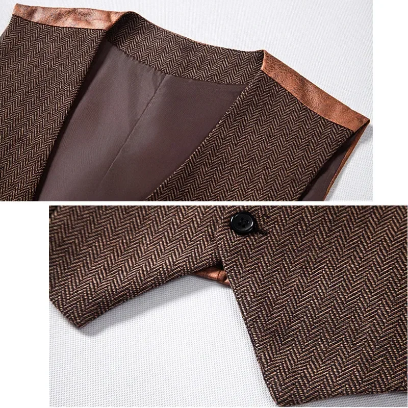 Blue Men Plaid Vest, Sleeveless Single Breasted V-Neck Suit Vests, Wedding/Party/Business/Office Waistcoat, Europe Size S-XXL