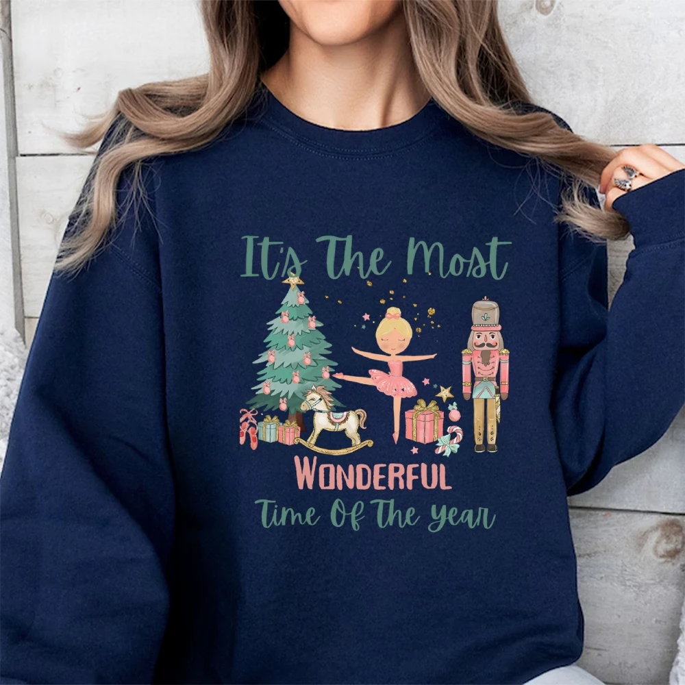 Graphic Sweatshirt Cusal Long Sleeve Shirt Comfort Colors Unisex Hoodie It The Most WONDERFUL Time 0f The Yean Christmas Style