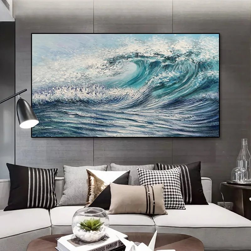 

Abstract Sea Wave Landscape Oil Painting Handmade Original Housewarming Seascape Oil Painting Living Room Wall Art Decor Artwork