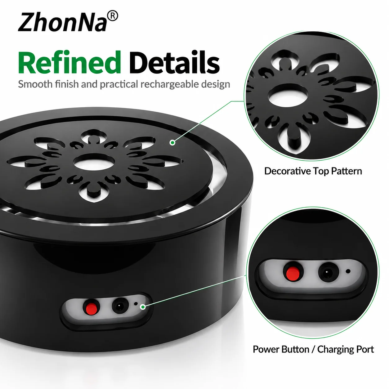 ZhonNa Hookah Green Laser Head RGB Luminous Base Sparkling Pedestal Bar KTV Club Professional Novelty Atmosphere Light Accessory