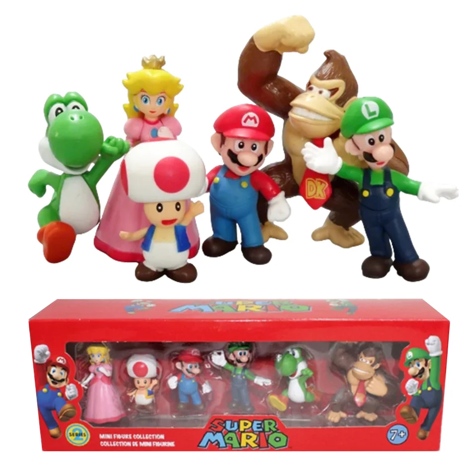 Set de 6-12 Figuras de Acción de PVC de Super Mario Bros, Muñecos de Luigi, Yoshi, Donkey Kong y Mushroom, Regalos de Cumpleaños para Niños