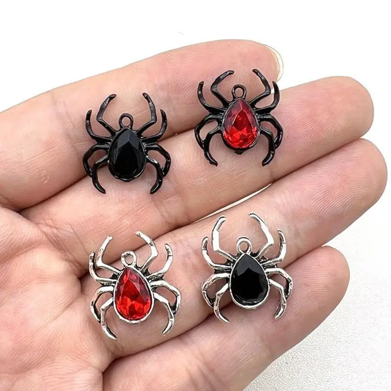 Hot 10pcs Spider Pendant Gothic Tarantula Pendants Necklace Charms For Handbags Key Chain Accessories DIY Jewelry Making Gifts