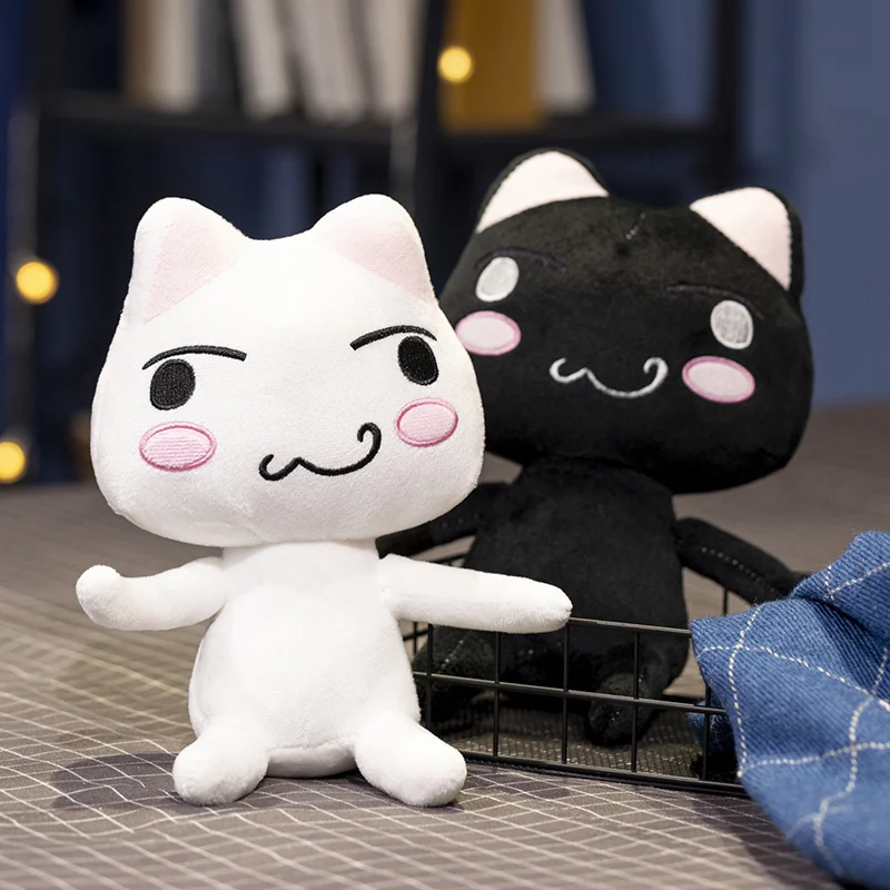 

1pc 30cm Black And White Couple Cat Plush Toy Charity Doll Gift For Children Lovely Room Decoration