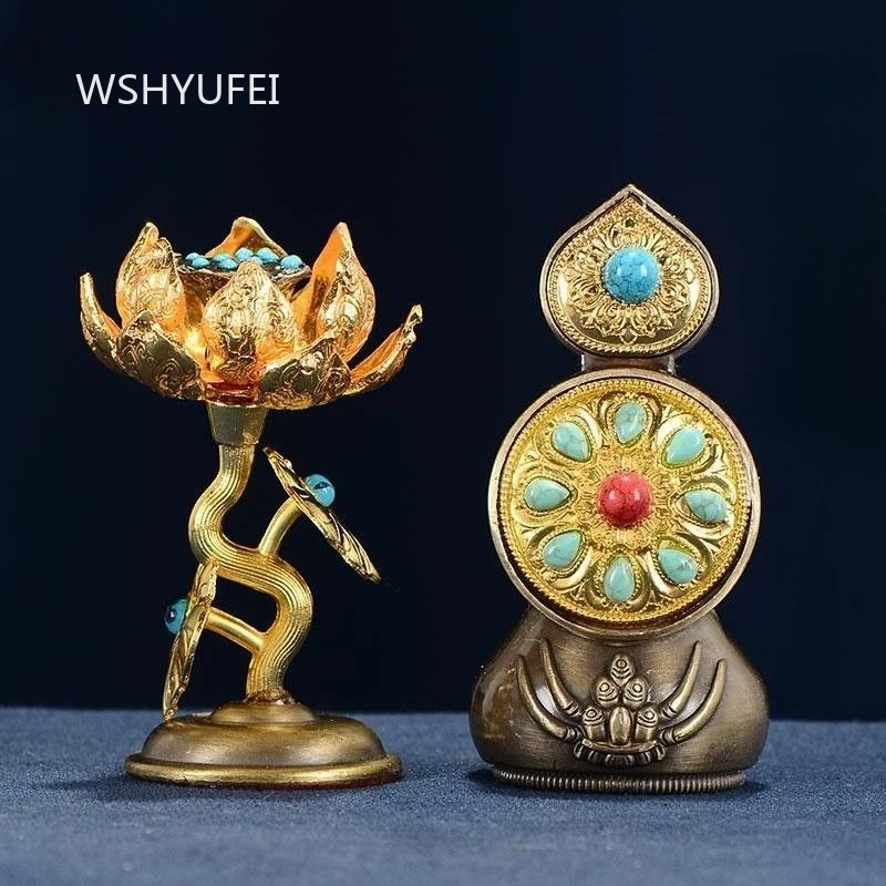 Duoma Food Ornament Alloy Painted Pastry and Butter Flower Decoration Buddhist Temple Enshrines Colorful Pearl Inlaid Ornaments