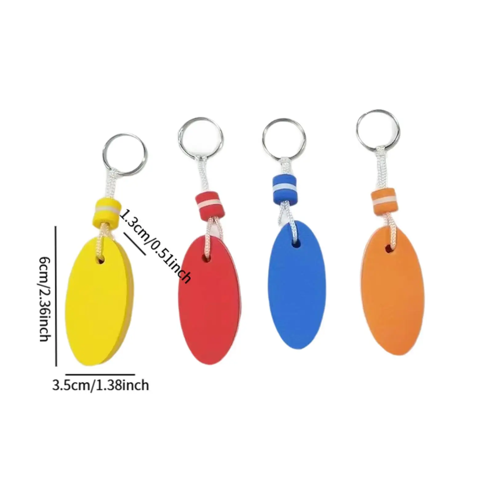 

4x Floating Keychain, Waterproof Marine Sailing Key Holder, Oval Keyring Pendant for Drifting Outdoor Water Sports Rafting