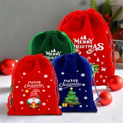 1pc Xmas Velvet Gift Bags Small Candy Bag Drawstring Pouch Christmas Party Favor Boutique Jewelry Packaging Bags 2025 New Year