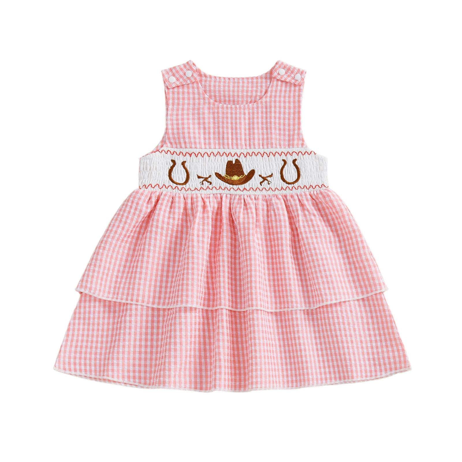 

Женское клетчатое платье трапециевидной формы без рукавов с круглым вырезом для летних вечеринок и мероприятий