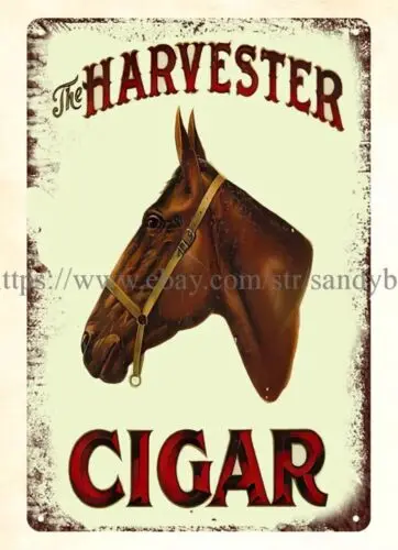 Harvester Cigar horse head metal tin sign collectible interior sign