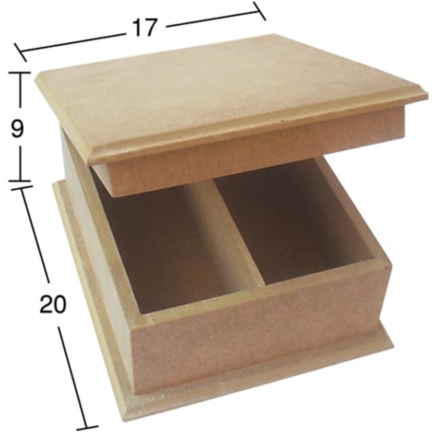 KU221 2li Flat Tea Box, Unpainted Raw Wood Box