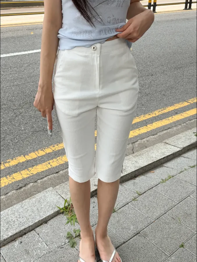 Chic Comfortable New Fashionable Slim Fit Jeans Shorts Casual Cotton Stretch Denim Mid-Calf Pockets Seven-Foot Natural Waist