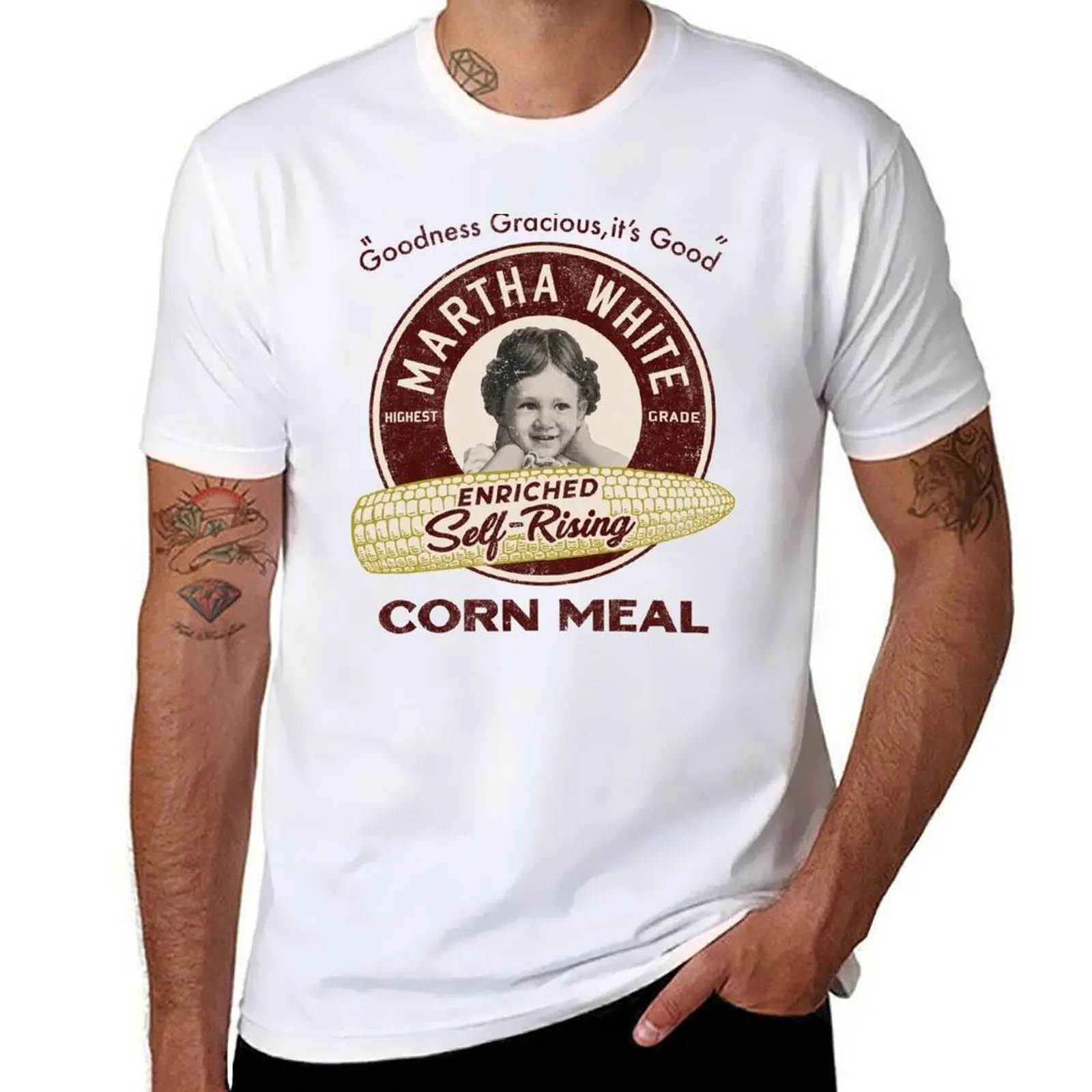 

Martha White Cornmeal T-Shirt man t shirts graphic t shirt men 100% cotton luxury brand T-Shirt