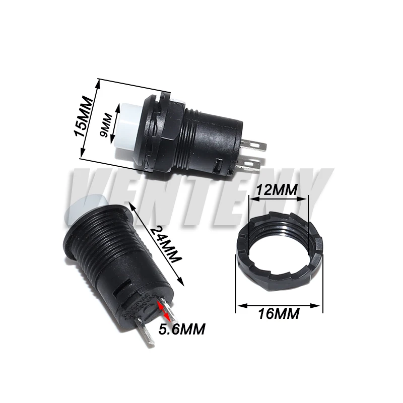 6PCS DS-428 Momentary/Self-Lock Pushbutton Switches DS228 DS428 12mm OFF- ON Push Button Switch 3A /125VAC 1.5A/250VAC DS-228